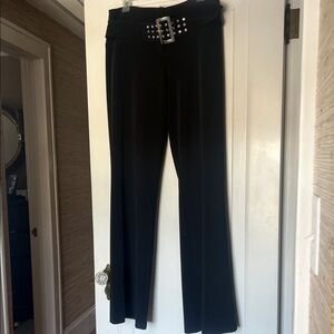 Cache Black Flare Pants with Buckle Belt